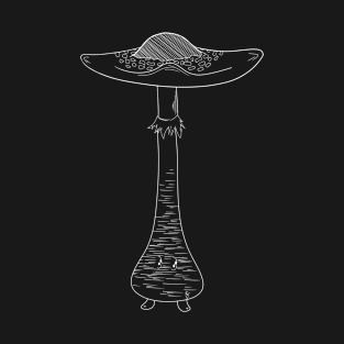 Lepiota Mushroom White Lineart T-Shirt