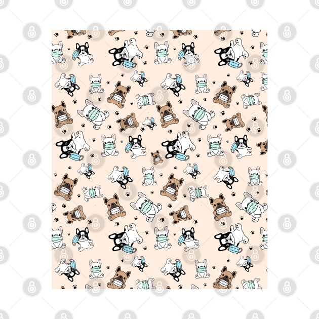 Dog seamless pattern bulldog face mask by Hoahip