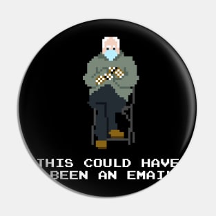 Bernie Sanders Mittens Sitting Inauguration 8 Bit Meme Pin