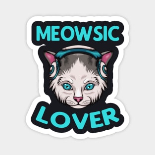 Meowsic Lover Music Cat with Headphones Magnet