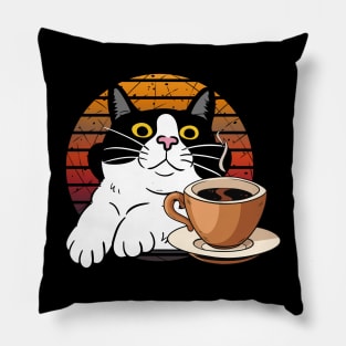 cat and coffee Pillow