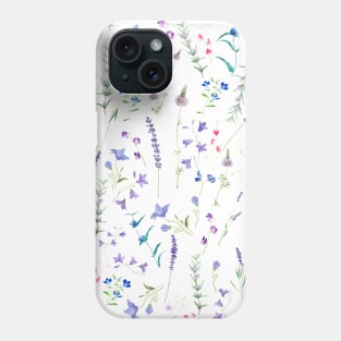 delicate purple wildflowers pattern Phone Case