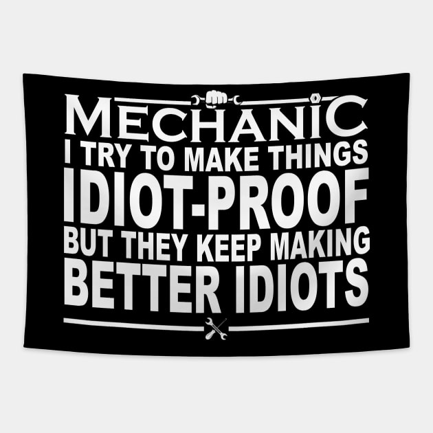 Funny Mechanic Design For Men Dad Car Garage Auto Mechanics Tapestry by ZimBom Designer