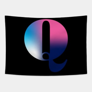 Capital Letter Q Monogram Gradient Pink Blue White Tapestry