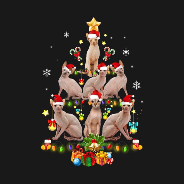 Sphynx Christmas Tree Funny Cat Lovers Xmas Holiday Gift by Dunnhlpp