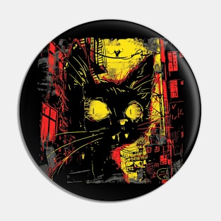 Urban Art Balck Cat Pin