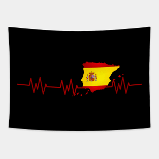 Spain Heartbeat Flag Pulse Spanish Nationality Tapestry