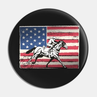 American Flag Vintage Horse Race Flag Pin