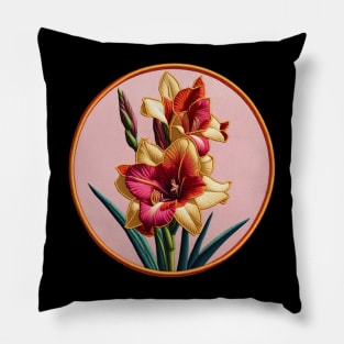 Gladiolus Embroidered Patch Pillow