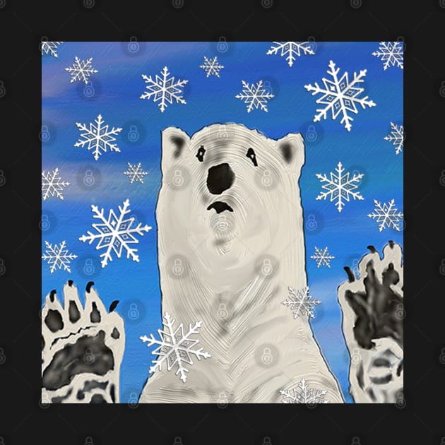 Funny Polar Bear Art with Snowflakes Fun Winter Home Decor and Gifts by tamdevo1