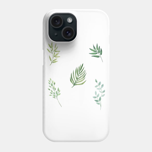 Simple Green Plant Drawing Phone Case by A.P.