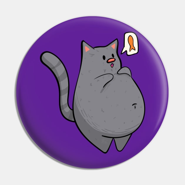 Russian Blue - Fat Cat Design Pin by KPrimeArt