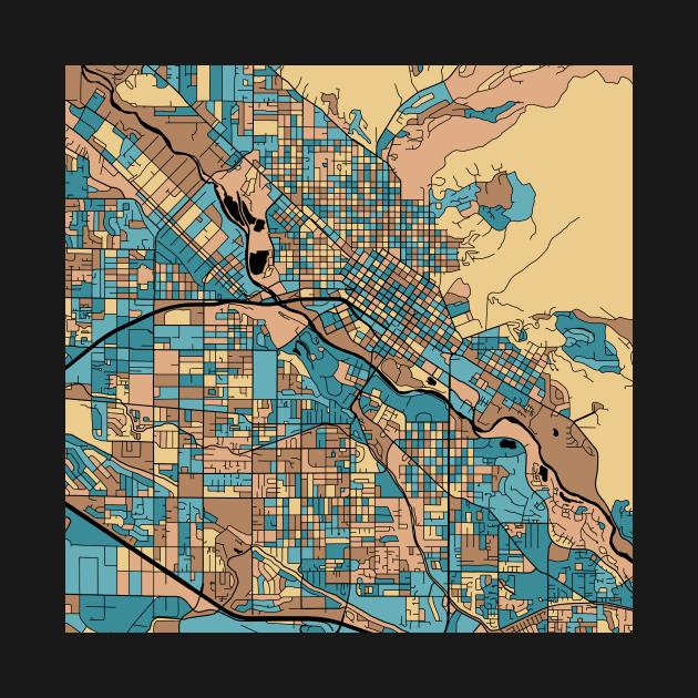 Boise Map Pattern in Mid Century Pastel by PatternMaps