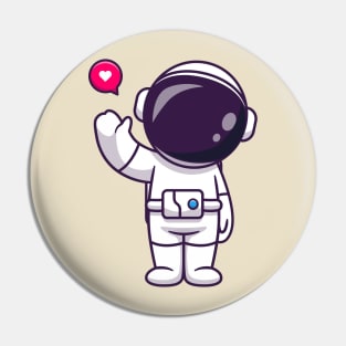 Cute Astronaut Waving Hand Cartoon Pin