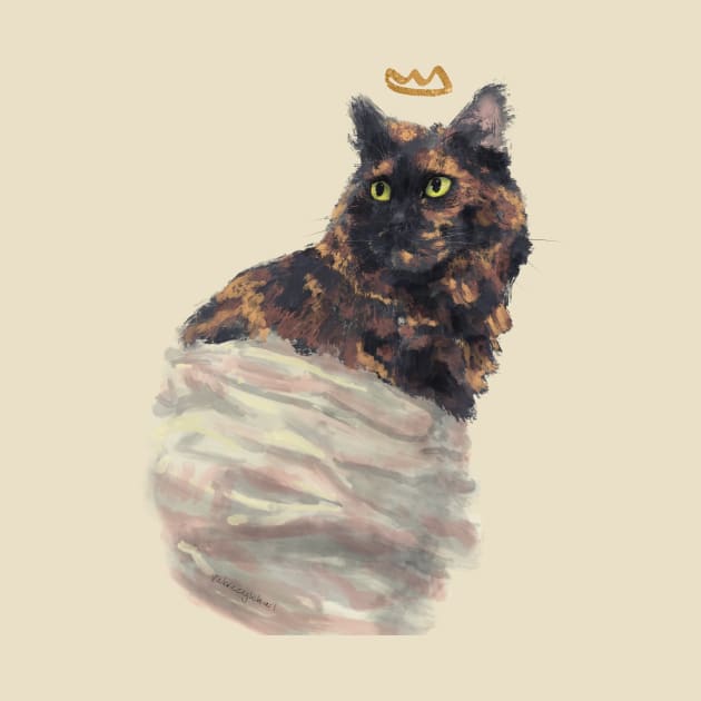 Pretty Princess Truffle Cat Gouache Digital Painting by venglehart