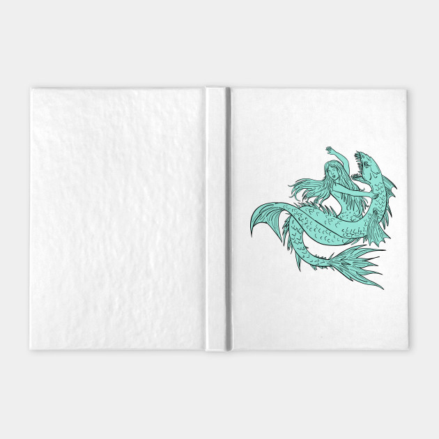 Mermaid Grappling With Sea Serpent Drawing Color Drawing Notebook Teepublic Here you can find the best sea monster wallpapers uploaded by our community. teepublic