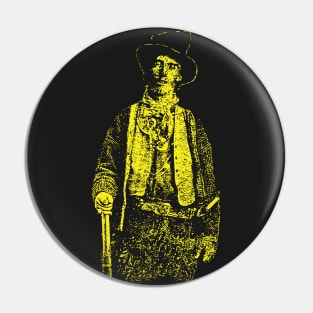 Billy the Kid Grunge Pop Distressed Style Billy the Kid Western Outlaw Yellow Version Pin