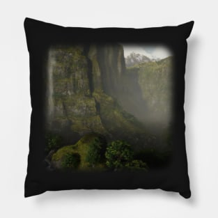 Beautiful landscape in the fog Pillow