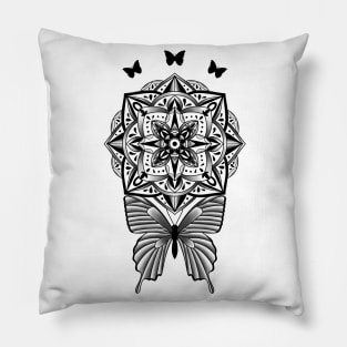 Butterfly and Mandala Pillow