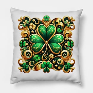 Green And Gold Shamrock Pillow