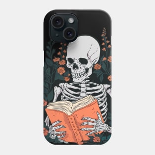 Book Aesthetic Skeleton, Reading til death. Phone Case