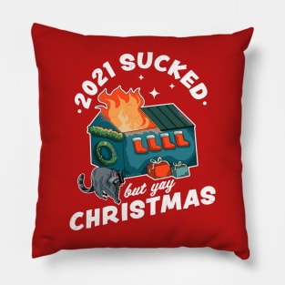 2021 Sucked but Yay Christmas Decorative Dumpster Fire Xmas Pillow