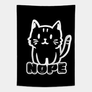 Cute Black Cat Say Nope Tapestry