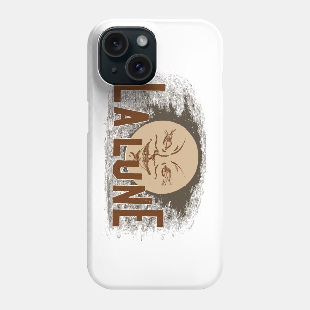 Moon Face with the French phrase, "La Lune" Phone Case by pelagio