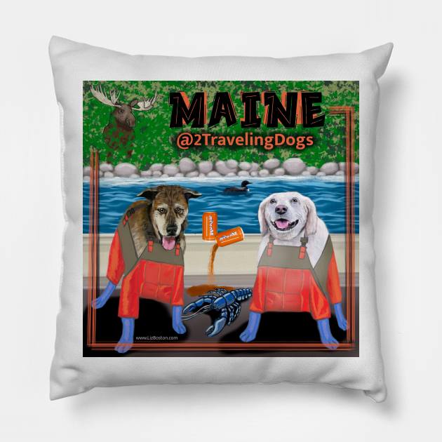 2 Traveling Dogs - Maine Pillow by 2 Traveling Dogs