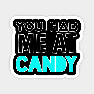 You Had Me At Candy - Sarcastic Teens Graphic Design Funny Halloween Saying Magnet