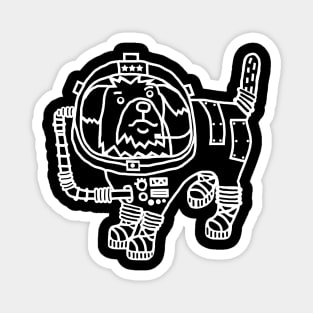 White Line Drawing Space General Astronaut Sci Fi Dog Magnet