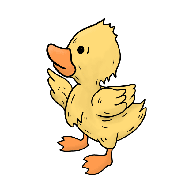 Duckling hand drawn looking to the left yellow by Mesyo