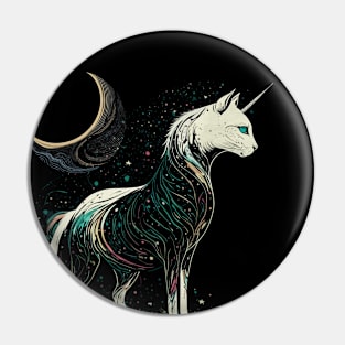 Mystic Unicorn Cat Under The Moonlight Pin