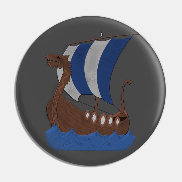 Viking Ship blue with water Pin by Pikolik