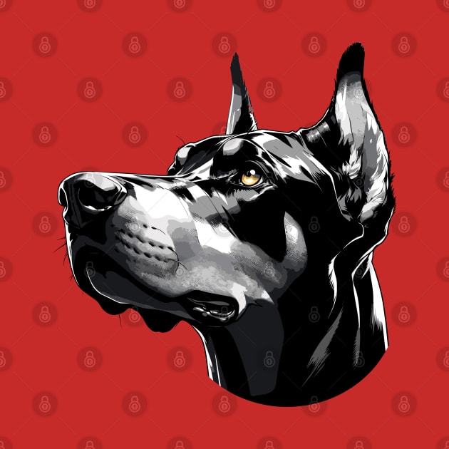 Stunning and Cool Doberman Pinscher Monochrome and Gold Portrait for Father's Day by ArtRUs