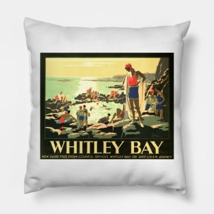 Visit WHITLEY BAY England via LNER Advertisement Vintage Railway Pillow