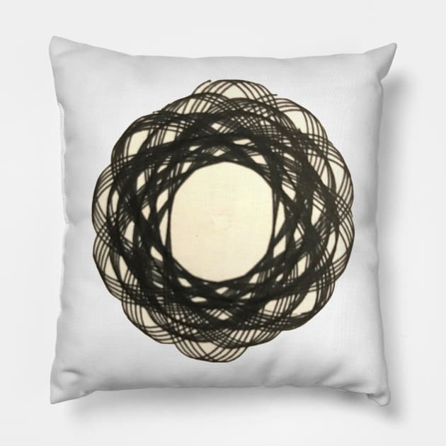 Spirograph--Black Optical Illusion Pillow by Travelling_Alle