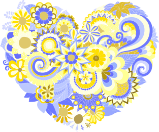 Yellow and Blue Floral Heart Magnet