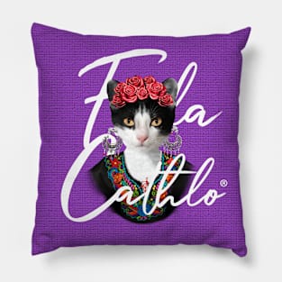 Grape TXW back Cat Frida Cathlo version of - Frida Kahlo Pillow