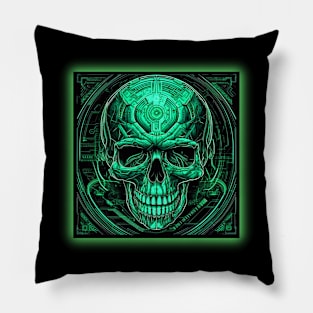 Neon Green Skull Pillow