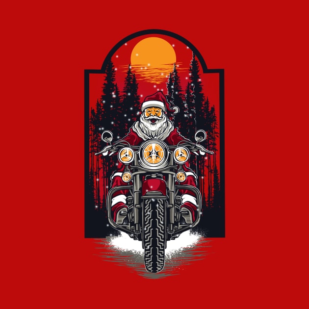 Biker Santa Claus - Christmas Motorcycle Design by EllizClothing