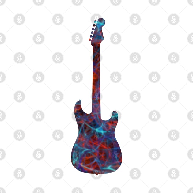 Blue on Red Flame Guitar Silhouette by gkillerb