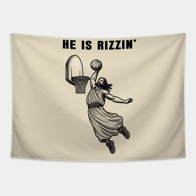 He is Rizzin' Jesus Meme Slamdunk Tapestry by Mr.PopArts