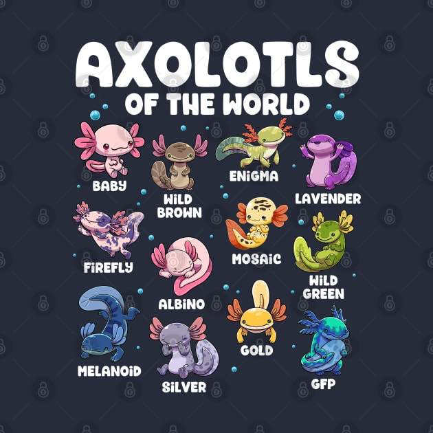 Axolotls of the World by GoshWow 