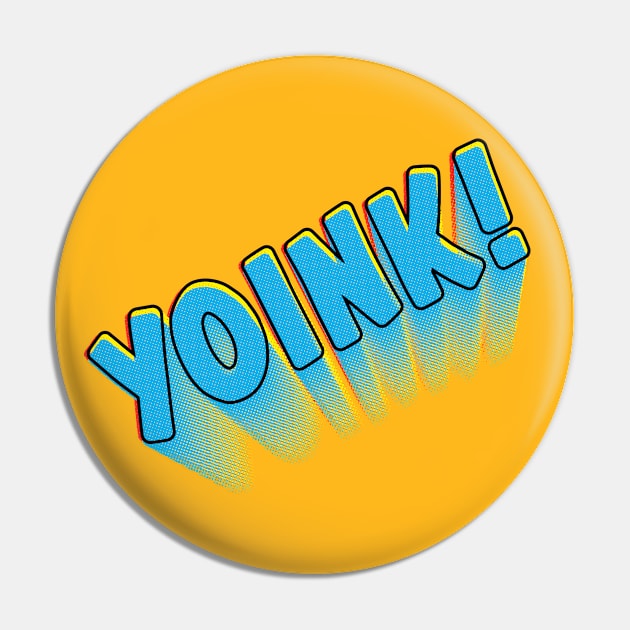 Yoink! Blue Halftone Pin by deancoledesign