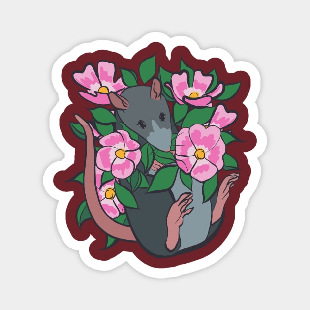 Nootka Rose Rat Magnet by Adrielle-art