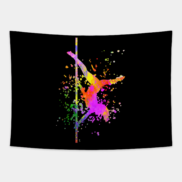 Pole Dance Fitness Color Splash Pole Dance Tapestry by WoollyWonder