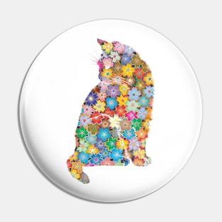 Floral cat design Pin