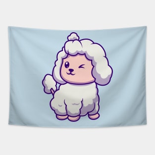 Cute Poodle Dog Cartoon Tapestry