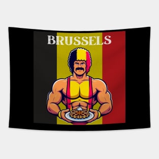 Brussels Wrestler Fro Belgian Waffles Tapestry